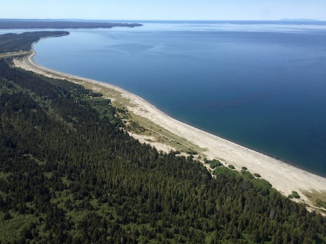 Aerial view of the rugged Haida Gwaii coastline