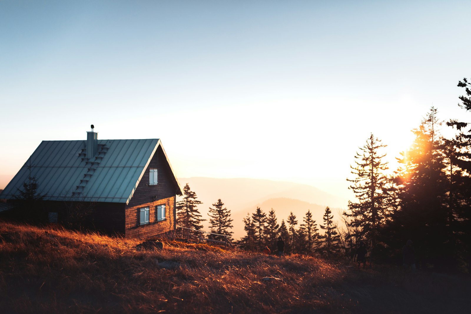 A timber cabin at dusk on the Haida Gwaii coast